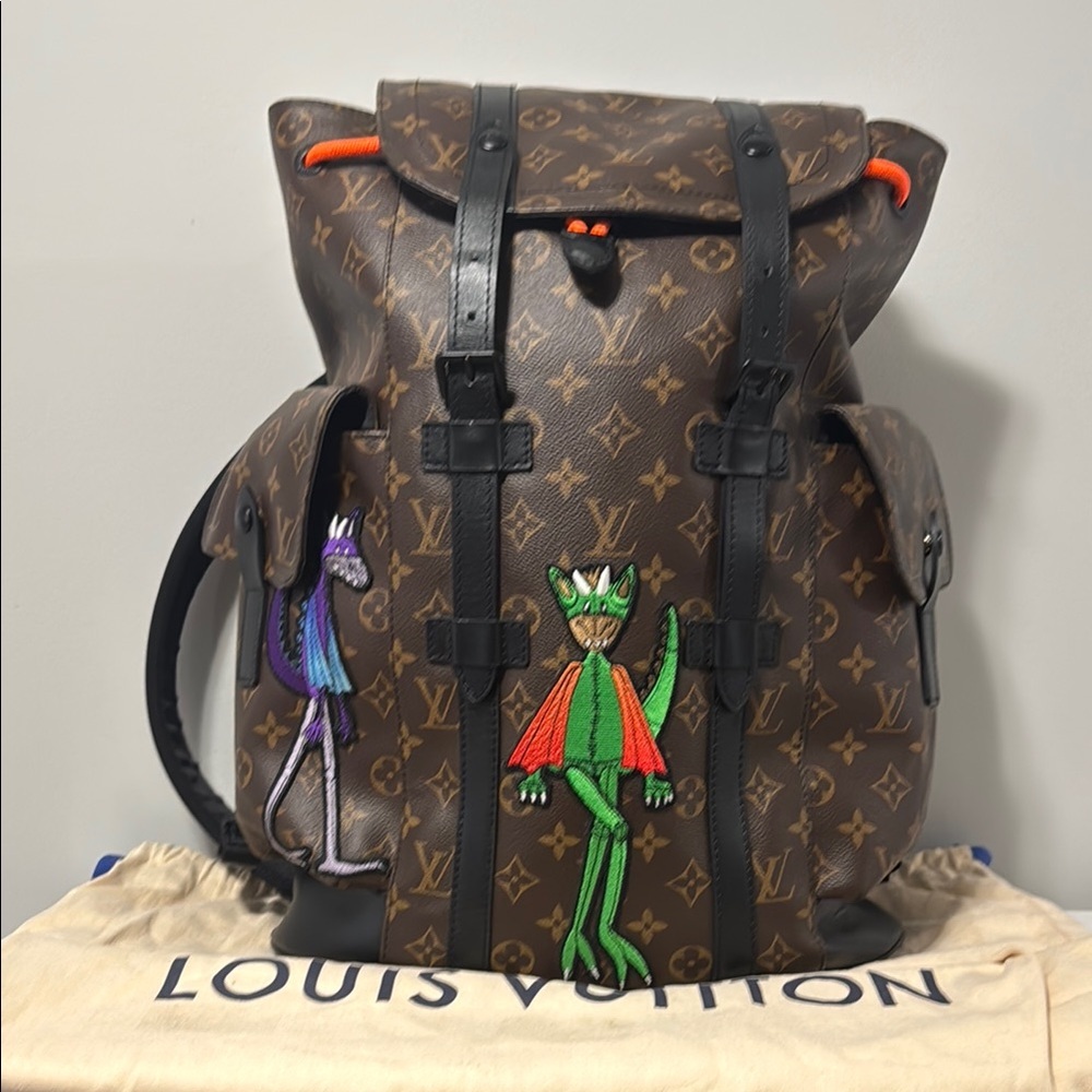 Louis Vuitton Brown and Orange Backpack with Unique Design